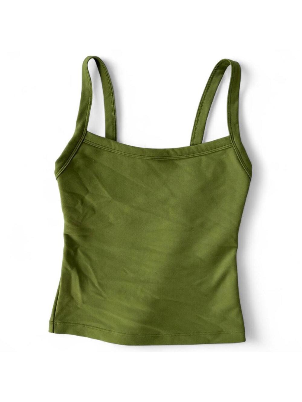 WeWoreWhat Olive Green Activewear Tank Top Built In Shelf Bra Size XS